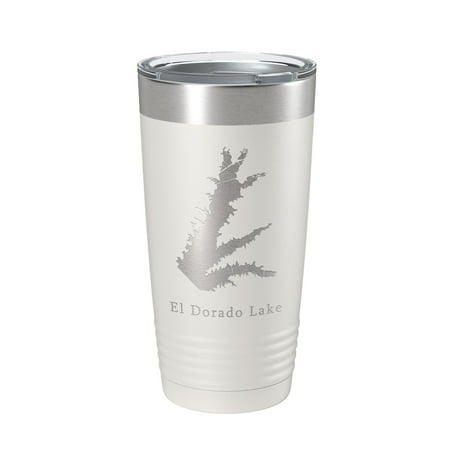 

El Dorado Lake Map Tumbler Travel Mug Insulated Laser Engraved Coffee Cup Kansas 20 oz White