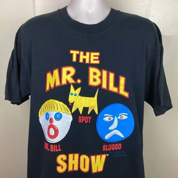 CLASSIC 1992 The Mr Bill Show T-Shirt Black XL 90s Sluggo Saturday Night Live