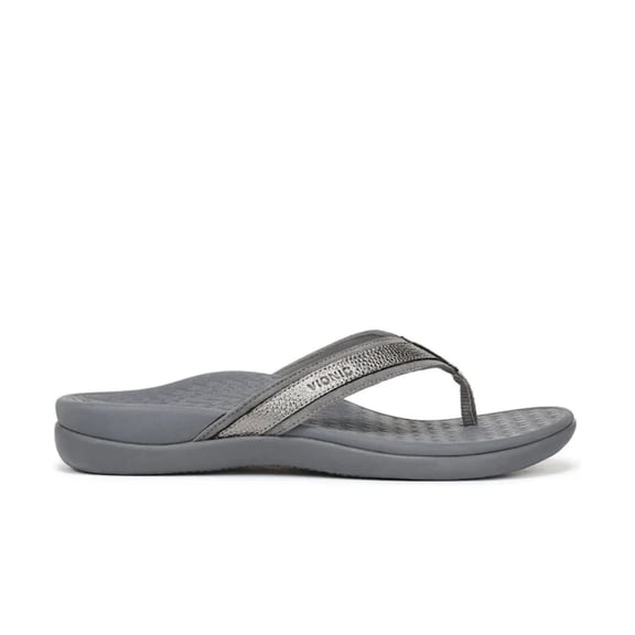 Vionic Women's Tide 2.0 Toe Post Sandal Pewter Metallic Leather - J7545L2020