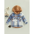 thumbnail image 2 of Bagilaanoe Toddler Baby Boys Girls Long Sleeve Hooded Coat Button Down Hooded Plaid Shirt Hoodie Jacket Tops 1T 2T 3T 4T 5T 6T Outwear Fall Winter Clothes, 2 of 8