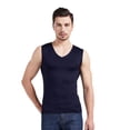 thumbnail image 2 of Minnieouse Ropa interior sin mangas para hombre, chaleco deportivo ajustado a la moda para hombre, cómodo para la piel, muchos colores, Fitness debajo de Camisetas Azul oscuro XL 115-125 Libras Minnieouse AP013342-06, 2 of 6