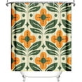 thumbnail image 4 of Orange Floral Shower Curtain Vintage Mid Century Modern Abstract Geometric Green Plant Bathroom Curtain Boho Retro Classic 1950S 60S Bathtub Decor Fabric Waterproof Bath Curtain 72x72 Inch, 4 of 6
