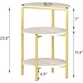 thumbnail image 2 of Marble Side End Table Set, 3-Tier Sofa Side Table, Small Round Coffee Bedside Corner Table with Metal Frame for Living Room Bedroom (2, White&Gold), 2 of 11