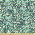 thumbnail image 2 of Ambesonne Floral Fabric by the Yard Upholstery, Classic Oriental Blooms Art, 1 Yard, Pale Blue and Champagne, 2 of 5