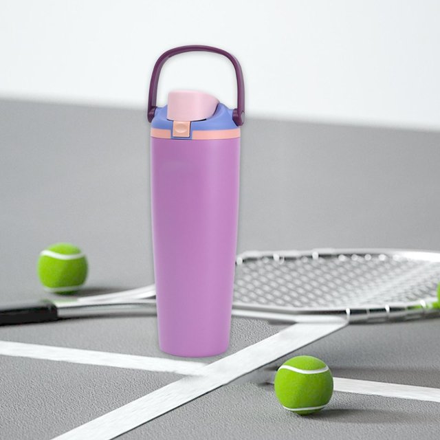 Botella de agua aislada, ligera, reutilizable, práctica, para deportes, de viaje, para mochileros, oficina y camping. Púrpura