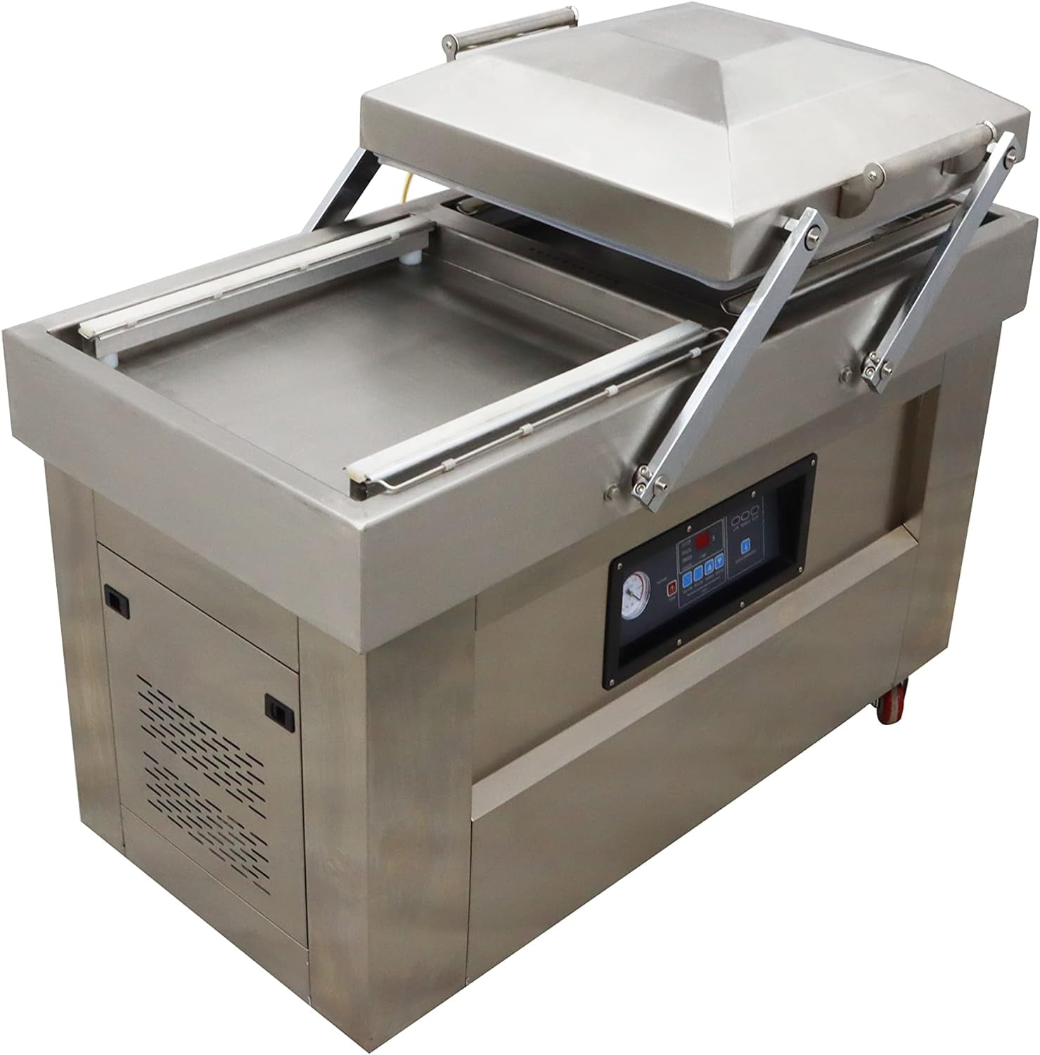 EQCOTWEA Vacuum Sealer Packaging Machine Two Chambers for Meat Fruits Vegetables Stainless Steel Sealing Length 20"
