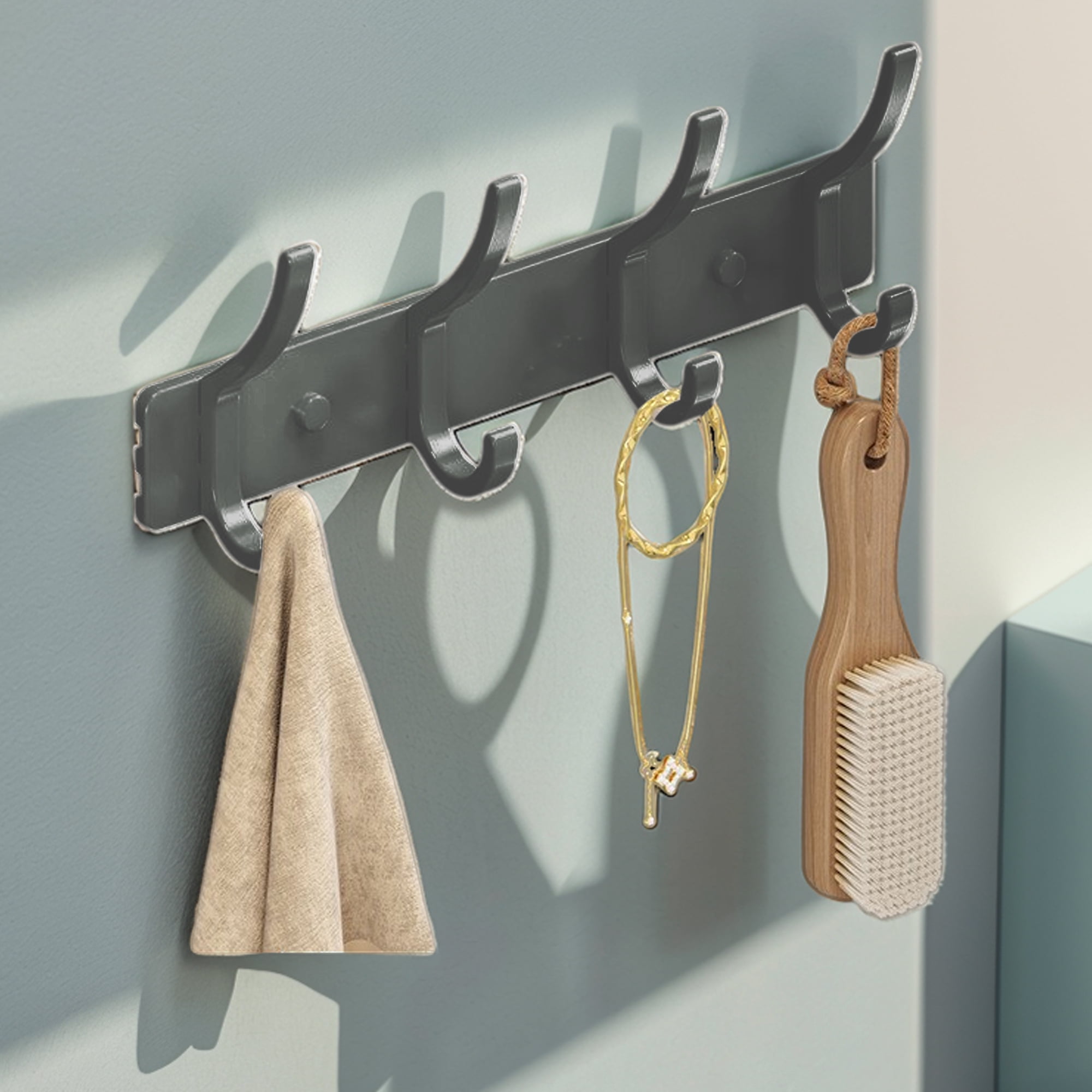 Unique Bargains Coat Rack Wall Mount Hook Gray 9.6x1.2x6