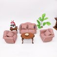 thumbnail image 4 of 1:12 Scale Dollhouse Furniture - White Wooden Bedroom Set with Double Sofa, 2 Sofas & 4 Pillows - Miniature Doll House Decor, 4 of 7