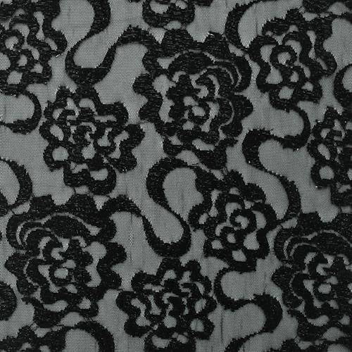 Black Metallic Floral Swirl Lace Mesh, Fabric By the Yard - Walmart.com ...