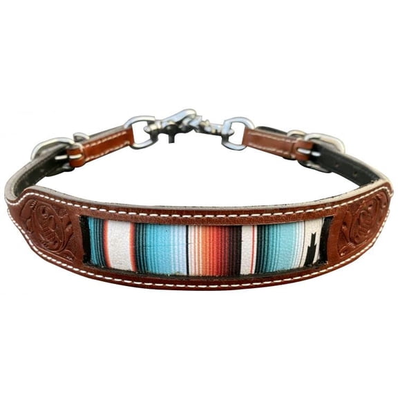 Showman Serape Southwest Print Tooled Leather Wither Strap