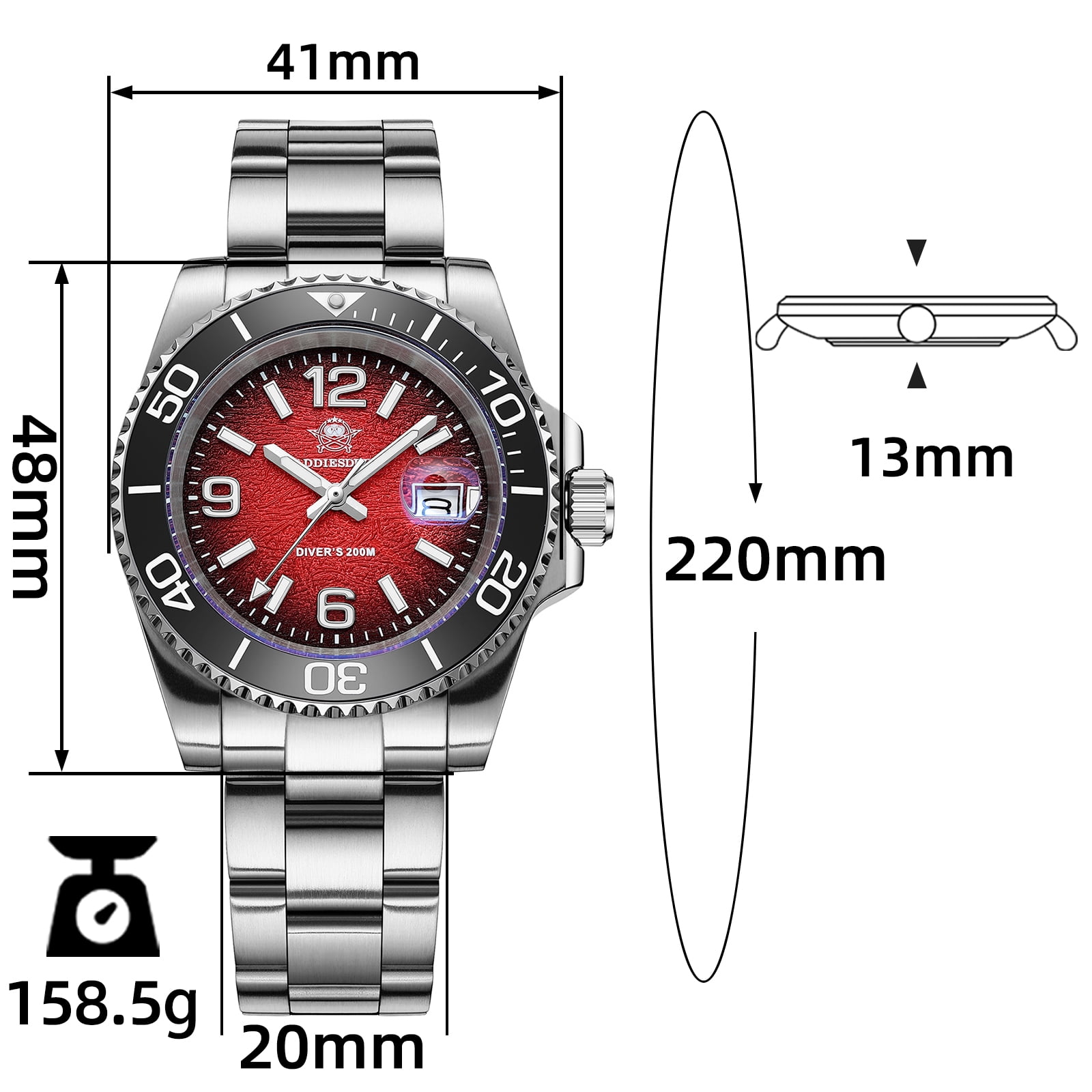 ADDIESDIVE Men's Military Dive Watch -Japanese Quartz, 200m Waterproof, Luxury Quartz Watch Luminous 316L Steel Unidirectional Bezel Analog Watches for Men