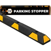 Xpose Safety Parking Stopper for Garage - Heavy Duty Rubber Car Garage Parking -Bumper Stop for Floor - Yellow Reflective Strips - Removable Driveway and Ramp Wheel Block for Cars, 72" x 5.85" x 4"