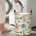 thumbnail image 5 of Rateoe Jungle Animals Pattern Round Laundry Hamper Basket, Tall Hamper Basket for Blanket Storage, Nursery Clothes Hamper for Laundry in Bedroom and College Dorm-Small, 5 of 6