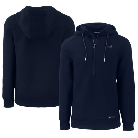 Men's Cutter & Buck Navy New York Giants  Americana Roam Eco Half-Zip Recycled Pullover Hoodie