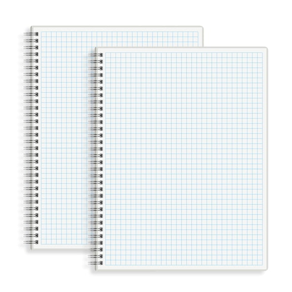Large Graph Ruled Spiral Notebook Set 8.5 x 11 Inches 128 Pages 2 Pack