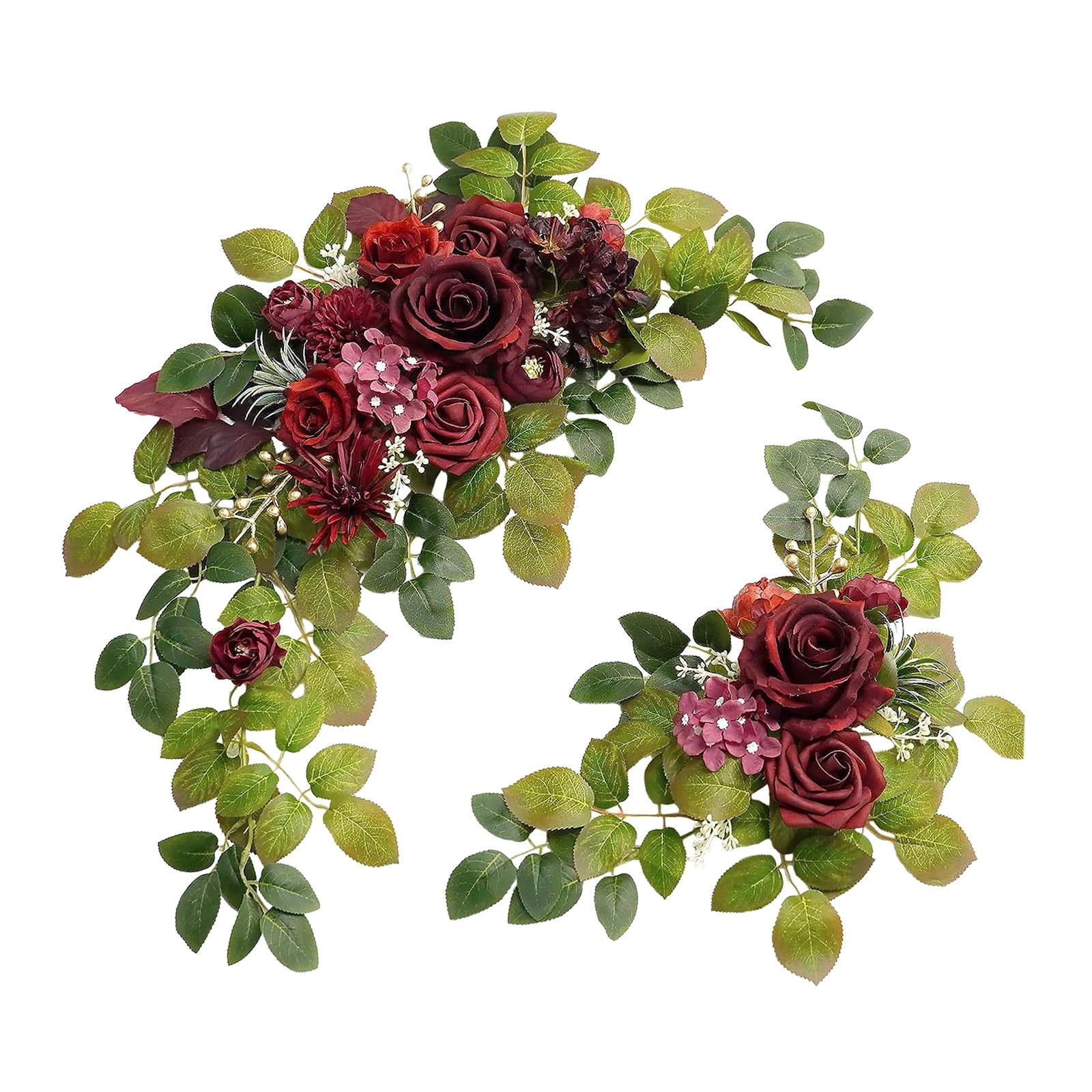 perfeclan 2Pcs Wedding Arch Flowers Artificial Flower Rustic Centerpiece Wedding Decor Flower Arrangement for Wedding Ceremony Backdrop Red