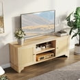 thumbnail image 4 of Rattan TV Stand for Living Room, Boho Entertainment Center for 55, 65, 70 Inch TV, TV Console Cabinet with Storage and Shelf, 4 of 7