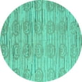 thumbnail image 1 of Ahgly Company Indoor Round Abstract Turquoise Blue Modern Area Rugs, 7' Round, 1 of 4