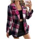 thumbnail image 1 of HongQid Women Plaid Shacket Jacket Trendy Fall Casual Button Wool Blend Trench Coat Winter Clothing with Pockets, 1 of 3