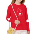 thumbnail image 5 of FAVIPT Kids Long Sleeve Tshirts Boys Girls Maple Leaf Print Crewneck Tees Casual Cute Comfortable Pullover Tops Red,7 Years, 5 of 8