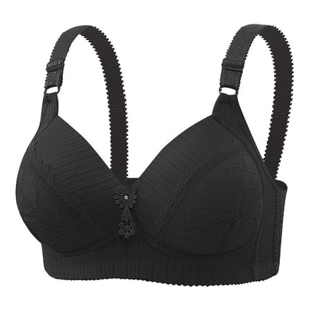 Gnurob Lace Bra for Women Lightly Lined Cups Bralette Hide Back Fat Brassiere Adjustable Strap Bras Cozy Breathable Underwear Push Up lingerie Clearance Saving Black 4X-Large