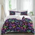 thumbnail image 2 of Purple Green Mushroom Bedding 3 Piece Duvet Cover Set Full Size, Abstract Art Botanical Gradient Soft Microfiber Comforter Cover with Zipper Closure & Pillowcases, Wrinkle & FadeResistant Quilt Cover, 2 of 5