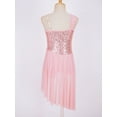 thumbnail image 4 of iiniim Kids Girls Sequins Asymmetrical Sleeveless Camisole Lyrical Dance Dress Ballet 6-16 Pink 14, 4 of 7