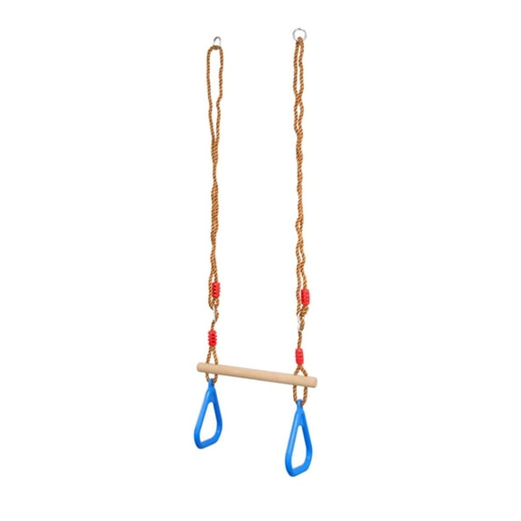Kids Swing Bar with Gym Rings Wood Hanging Hoop Monkey Bars Wooden Swing Set for Indoor and Outdoor Backyard Equipment Sports Toy