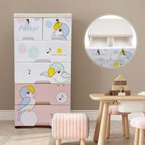 Modern Rolling Parrot Plastic Dresser Storage Cabinet 5 Layers & 6 Drawer w/Lock