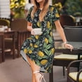 thumbnail image 3 of Vsdgher Agrumes Citrons Élégants pour Femmes Été 2025 Décontracté Robes Midi Maxi Légères Manches Courtes Col Rond Robe de Plage, 3 of 6