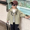 thumbnail image 2 of YunPes Children's Loose Trench Coat Children's Solid Color Windbreaker Cool Casual Jacket Versatile Top Outerwear Little Boys Jackets, 2 of 7