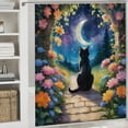 thumbnail image 4 of Cute Cat Shower Curtain Set, 4-Piece Bathroom Decor Set with 72" x 72" Shower Curtain, Toilet Cover Mat, U-Shaped Mat, Non-Slip Floor Mat, 4 of 7
