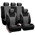 thumbnail image 2 of FH Group Racing Faux Leather Airbag Ready Split Bench Car Seat Covers, Full set with Carpet Floor Mats, Gray, 2 of 9