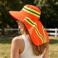 thumbnail image 2 of High Visibility Reflective Work Safety Sun Hat with Neck Flap, Wide Brim UV Protection Hat With Top Vents, Breathable Cooling Mesh for Summer Heat, 2 of 6