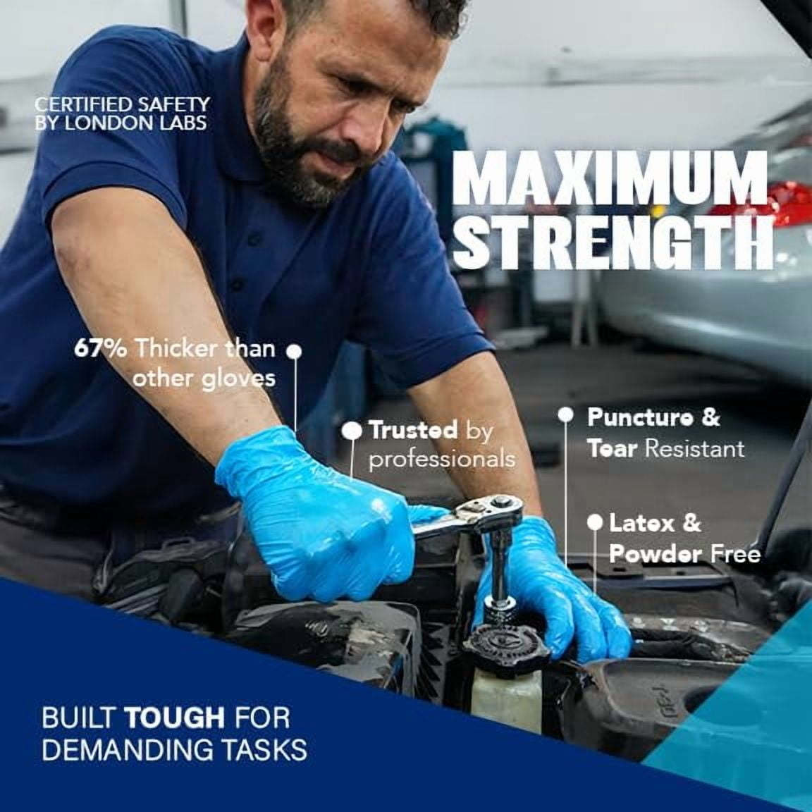 London Labs 5 Mil Disposable Nitrile Exam Gloves, Latex free & powder free Gloves for Medical & industrial use | Food Safe & Cleaning Gloves - 1000ct Sky blue medium Gloves