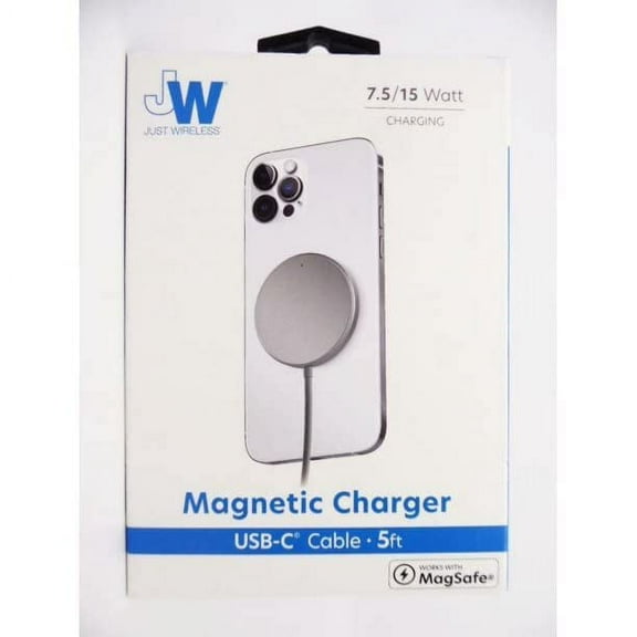 Just Wireless 7.5/15w Magnetic Charger USB-C Cable 5ft Compatible with MagSafe