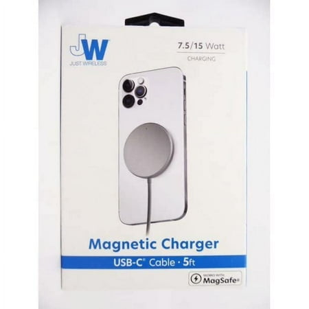 Just Wireless 7.5/15w Magnetic Charger USB-C Cable 5ft Compatible with MagSafe