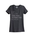thumbnail image 1 of Thread Tank Eat Sleep Take Kids To Practice Repeat Women's Fashion Relaxed Crewneck T-Shirt Tee Charcoal Small, 1 of 5