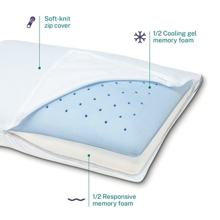 Sleep Innovations - Reversible Cooling Gel Memory Foam & Memory Foam Queen Pillow - White