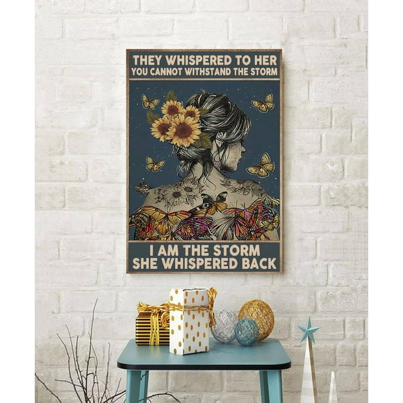 Ishii Melatic I Am The Storm Quote Poster, Strong Woman Motivational Posters, Feminist Gift For Her Art Poster, Cancer Survivor Inspirational Posters Decor