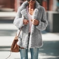 thumbnail image 5 of Fleece Jacket Cardigan for Women Lightweight Teddy Sherpa Winter Warm Open Front Long Sleeve Stand Collar Coats, 5 of 5