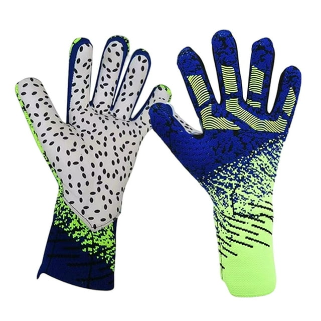 Guantes de portero de fútbol, guantes deportivos de muñeca, antideslizantes, de poliéster, profesionales. azul y verde