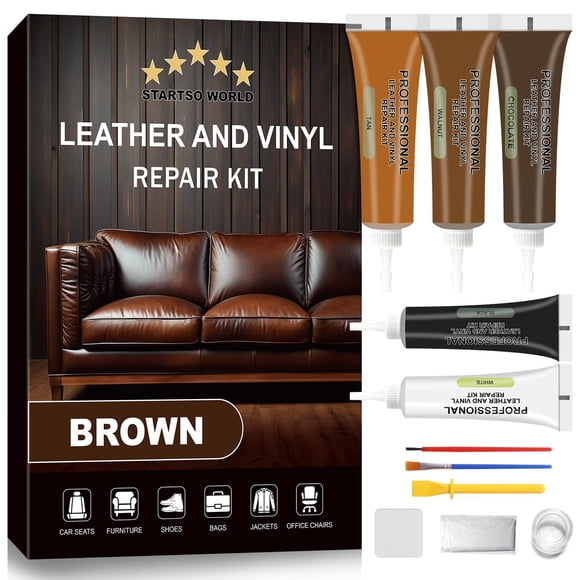 Kit de reparación para muebles de vinilo y cuero marrón STARTSO WORLD