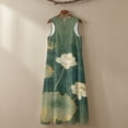 thumbnail image 5 of Xoenoiee Lotus Flower Leaves Print Summer Dresses for Women 2026 Sleeveless Cotton Linen Maxi Dress Casual Crewneck Sundress with Pockets, Boho Beach Vacation Outfits Resort Wear, 3XL, 5 of 7