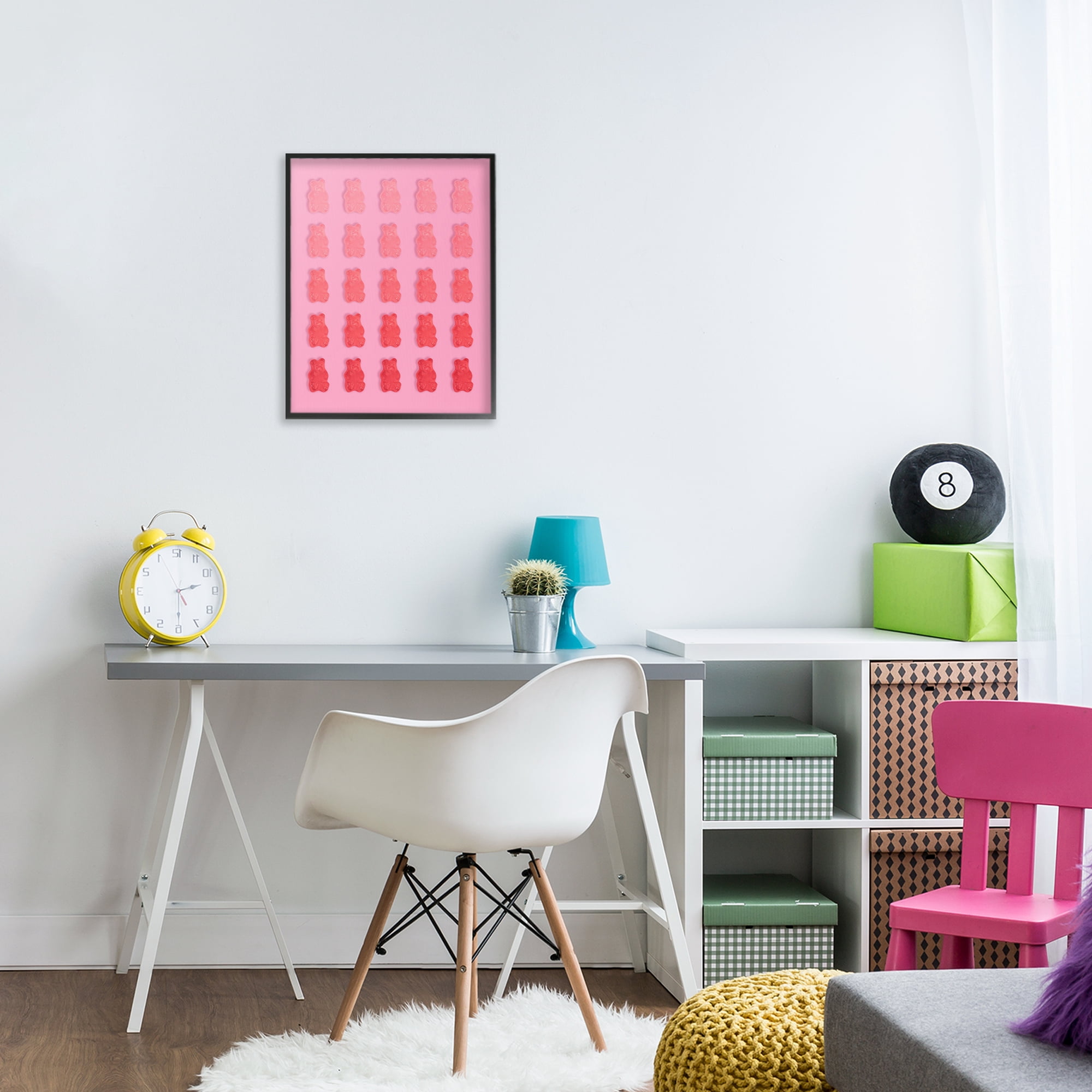 Stupell Industries Pink & Red Bear Gradient Black Framed Giclee Art, design by LISH Creative