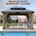 thumbnail image 3 of Howsvn 11 x 13 ft. Patio Cedar Wood Gazebo, Hardtop Wooden Gazebos, Double Metal Roof with Gray Curtains and Netting for Backyard, 3 of 7
