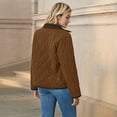 thumbnail image 4 of ieFashion Quilted Jackets for Women Lightweight Long Sleeve Button Down Jacket Warm Winter Coat Outerwear with Pockets, Coffee， S, 4 of 9