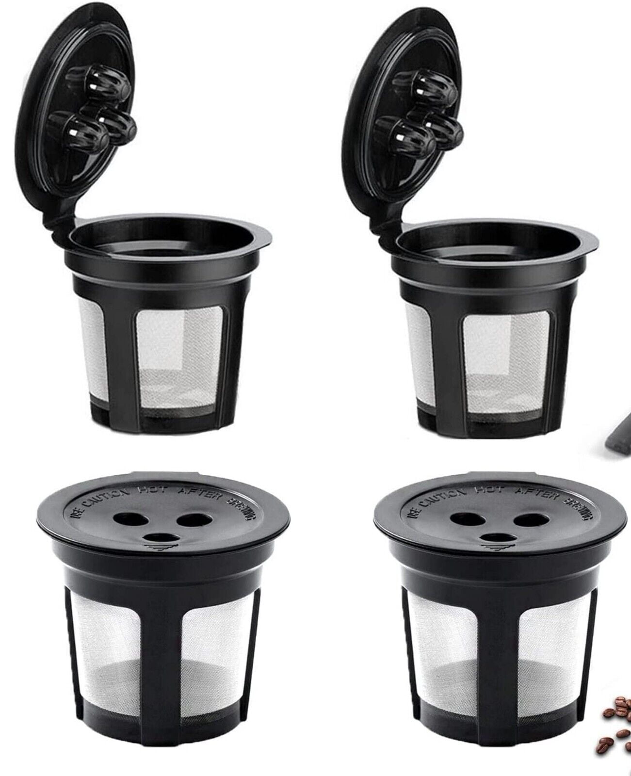 4 Reusable Refillable K Cup Coffee Filter Pods for Ninja Dual Brew