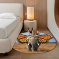 thumbnail image 3 of Funny Elephant Round Living Room Rugs 5 ft, Elephant with Butterfly Ears Grassland Washable Area Rug with Non-Slip Sturdy Edge Binding Round Carpet for Entryway Kitchen Bedroom Bathroom, 3 of 9
