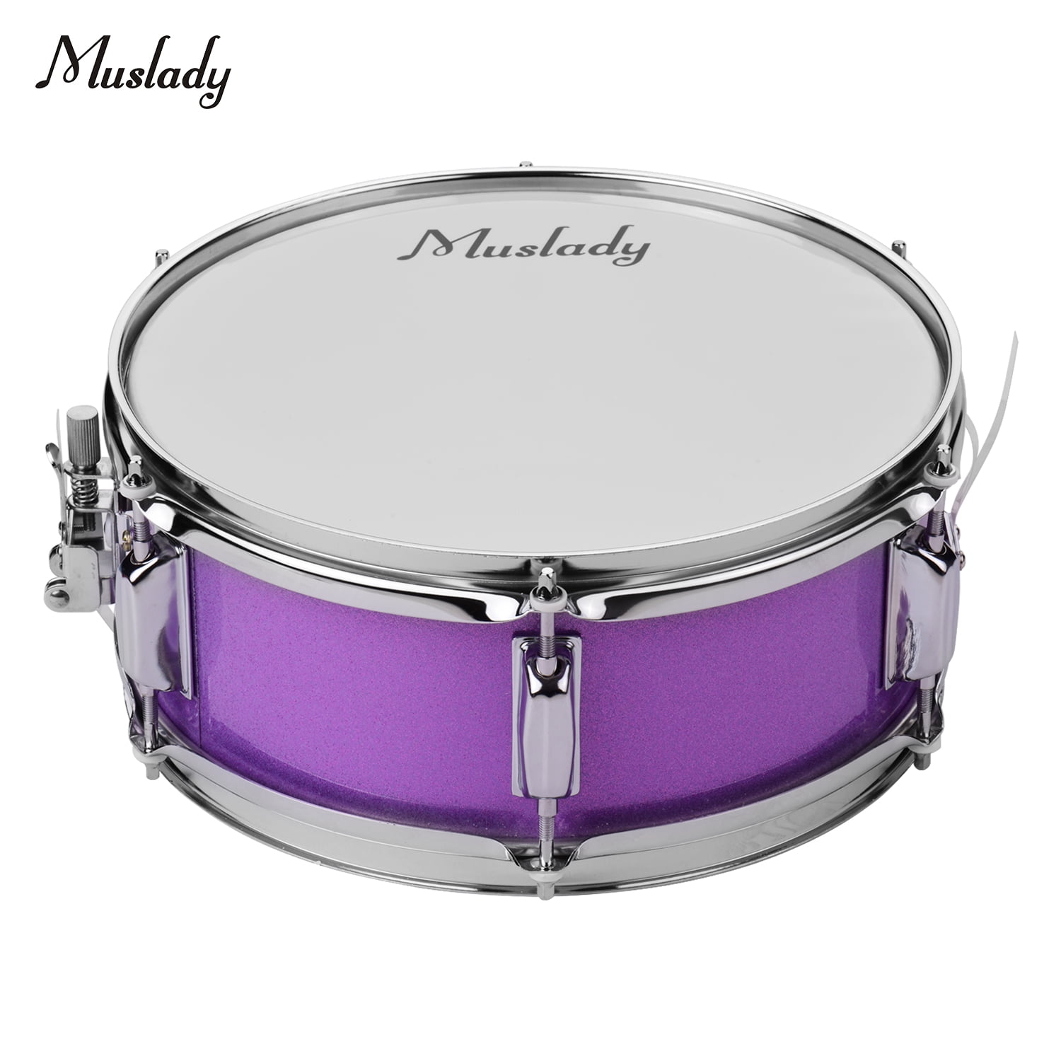 Muslady 12inch Purple Snare Drum,Drumsticks Shoulder Strap,Drum Key,for
